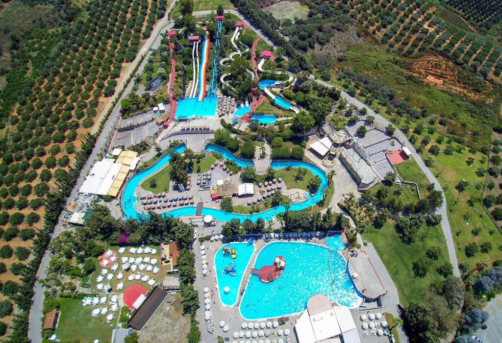 Aerial view of Aqua Creta Limnoupolis water park in Chania