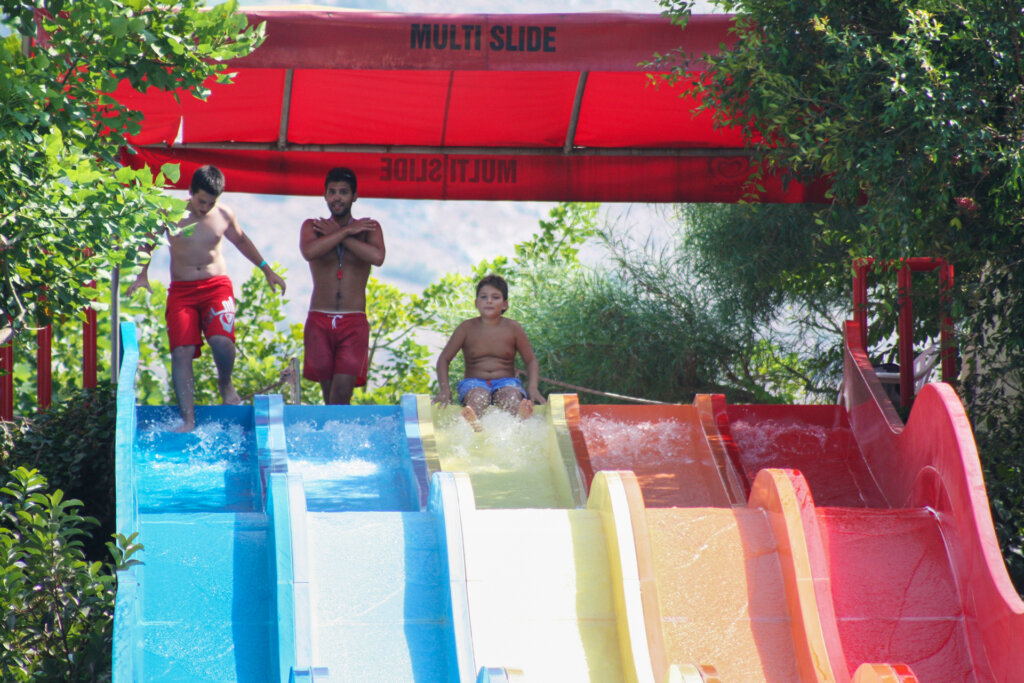 Lifeguards on duty at the slides